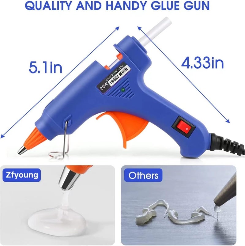 FYOUNG Mini Hot Glue Gun 2-Pack Blue Pink 35pcs Hot Glue Sticks for Quick Fix Artist DIY Art Home 20w - Image 2